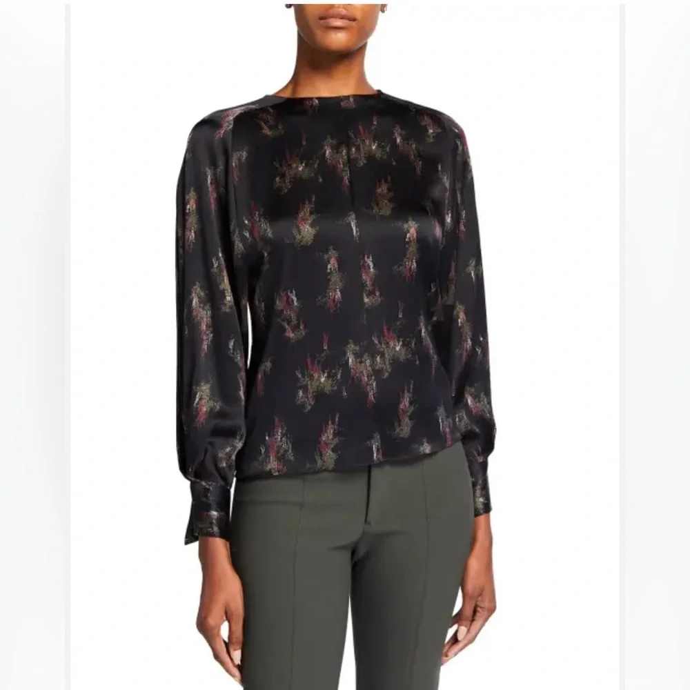 Vince Wisteria Printed Silk Blouse - Picture 1 of 7